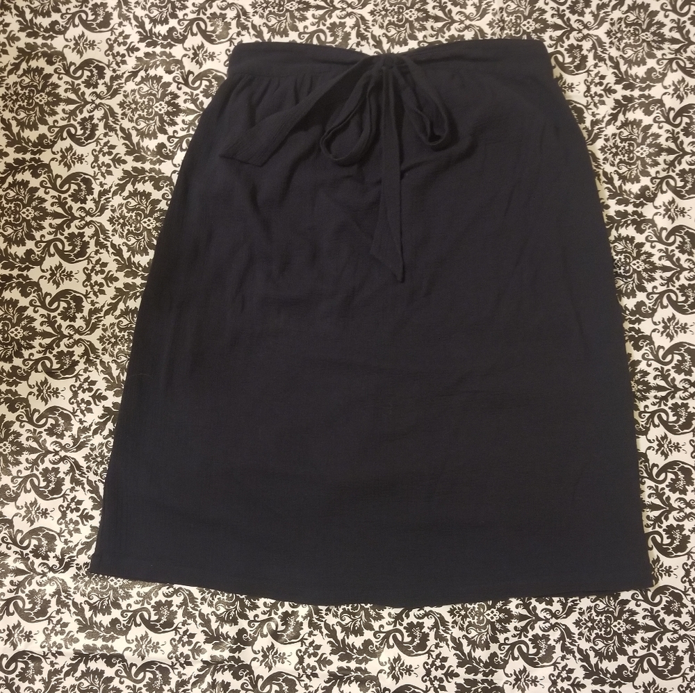 J. Crew, linen, A-line, mid length skirt.